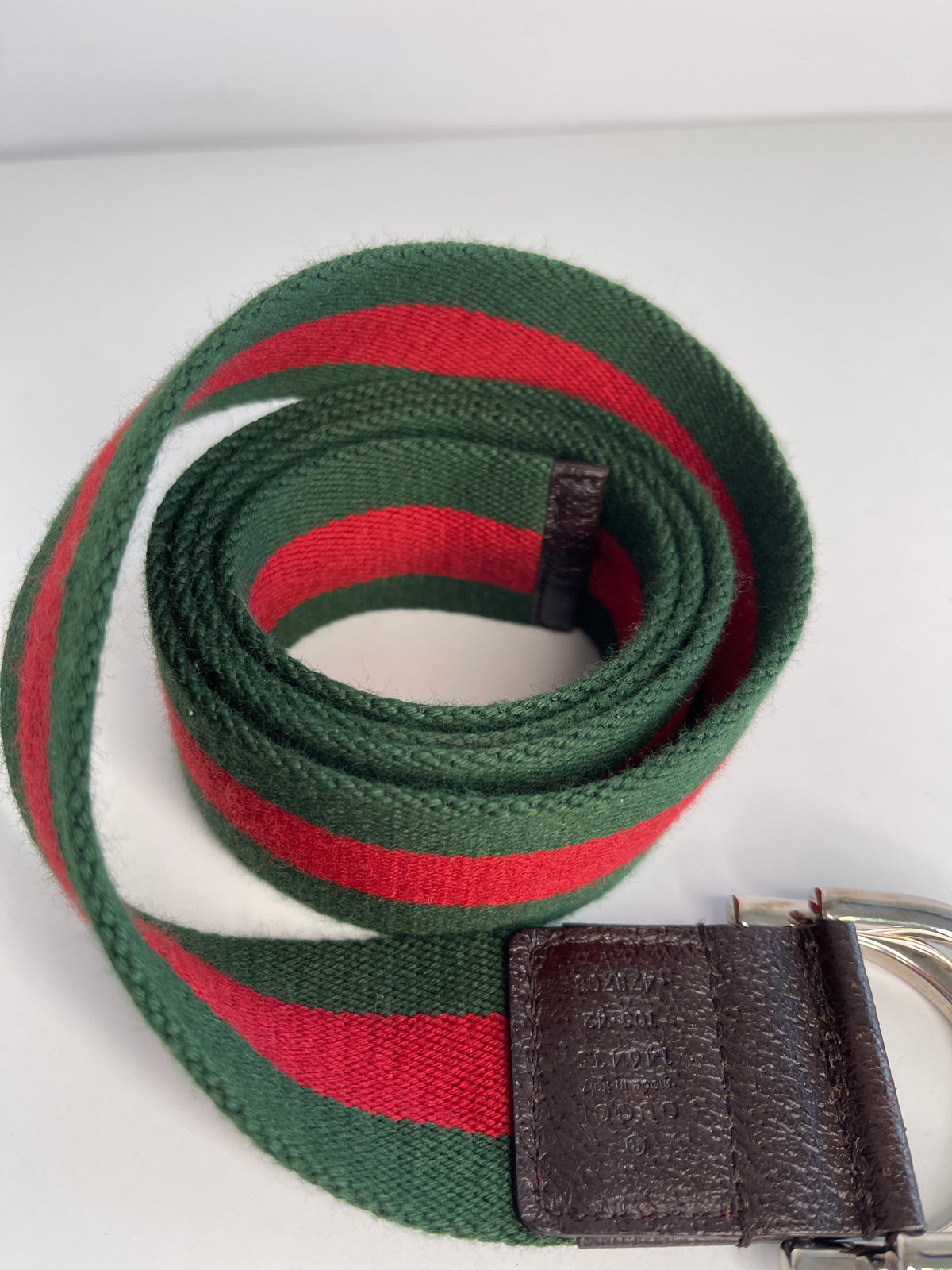 Gucci Web Red/Green Stripe D Ring Belt