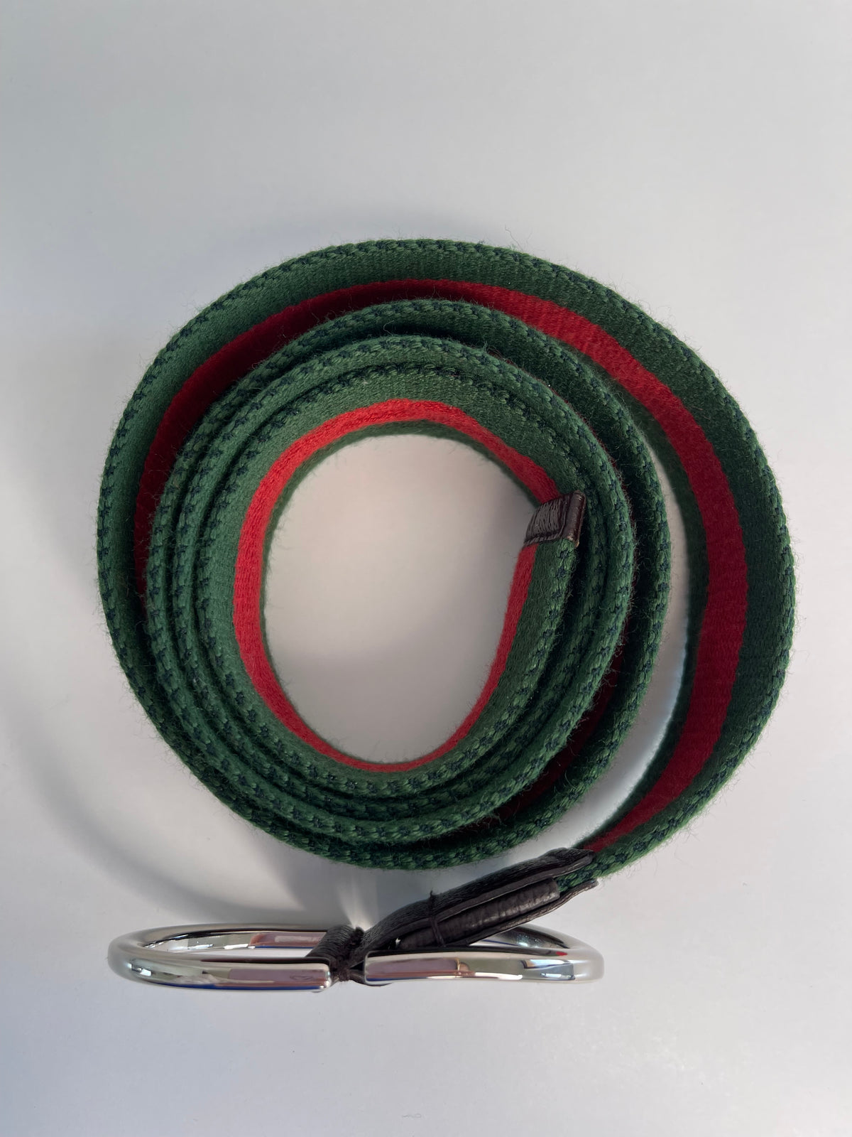Gucci Web Red/Green Stripe D Ring Belt