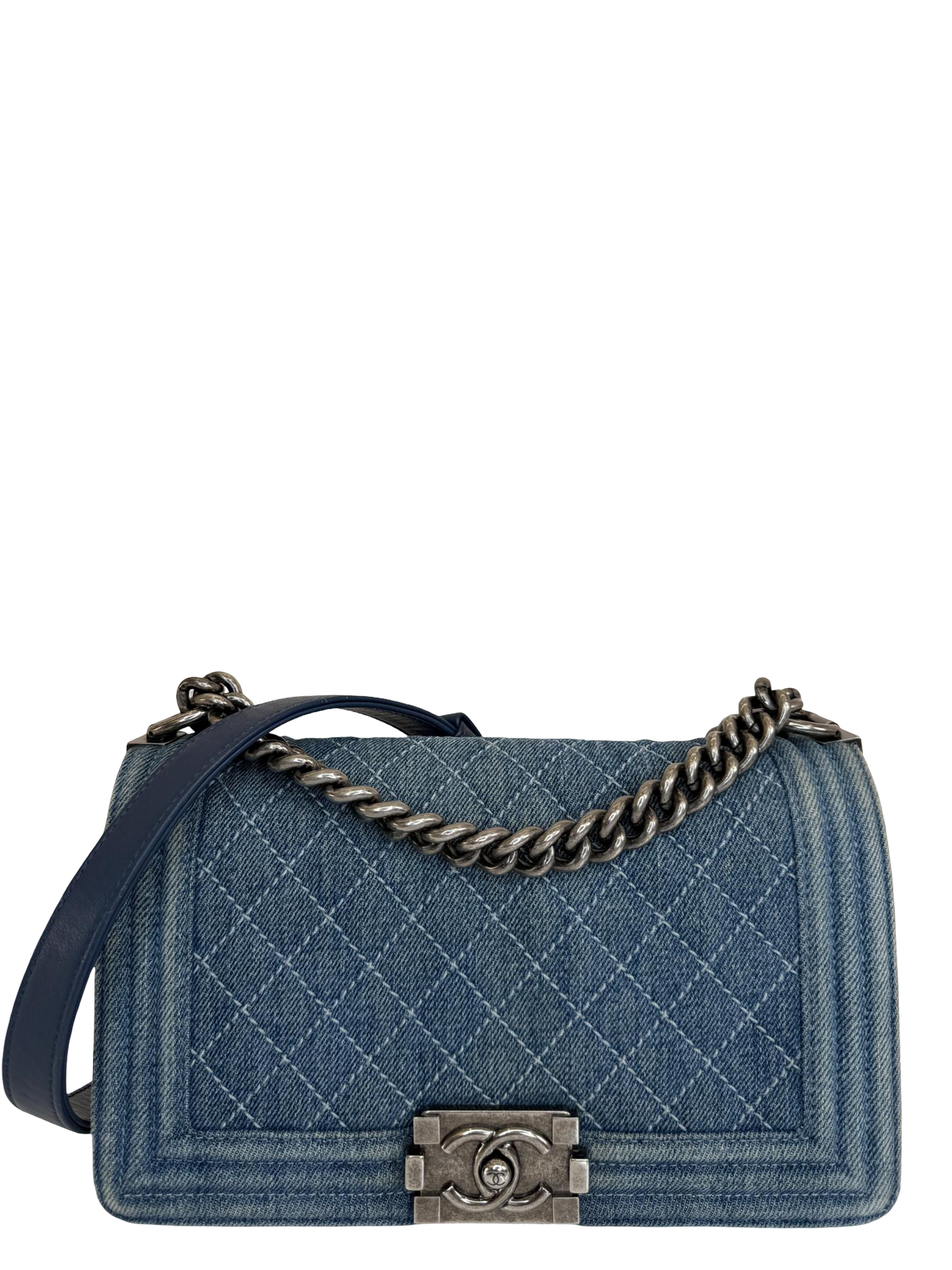 Chanel Boy Denim Quilted Medium Flap Bag