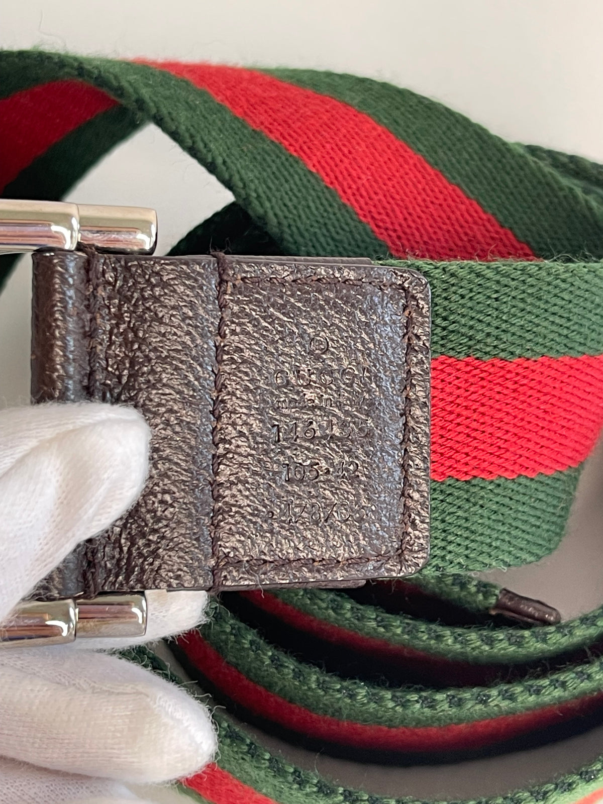 Gucci Web Red/Green Stripe D Ring Belt