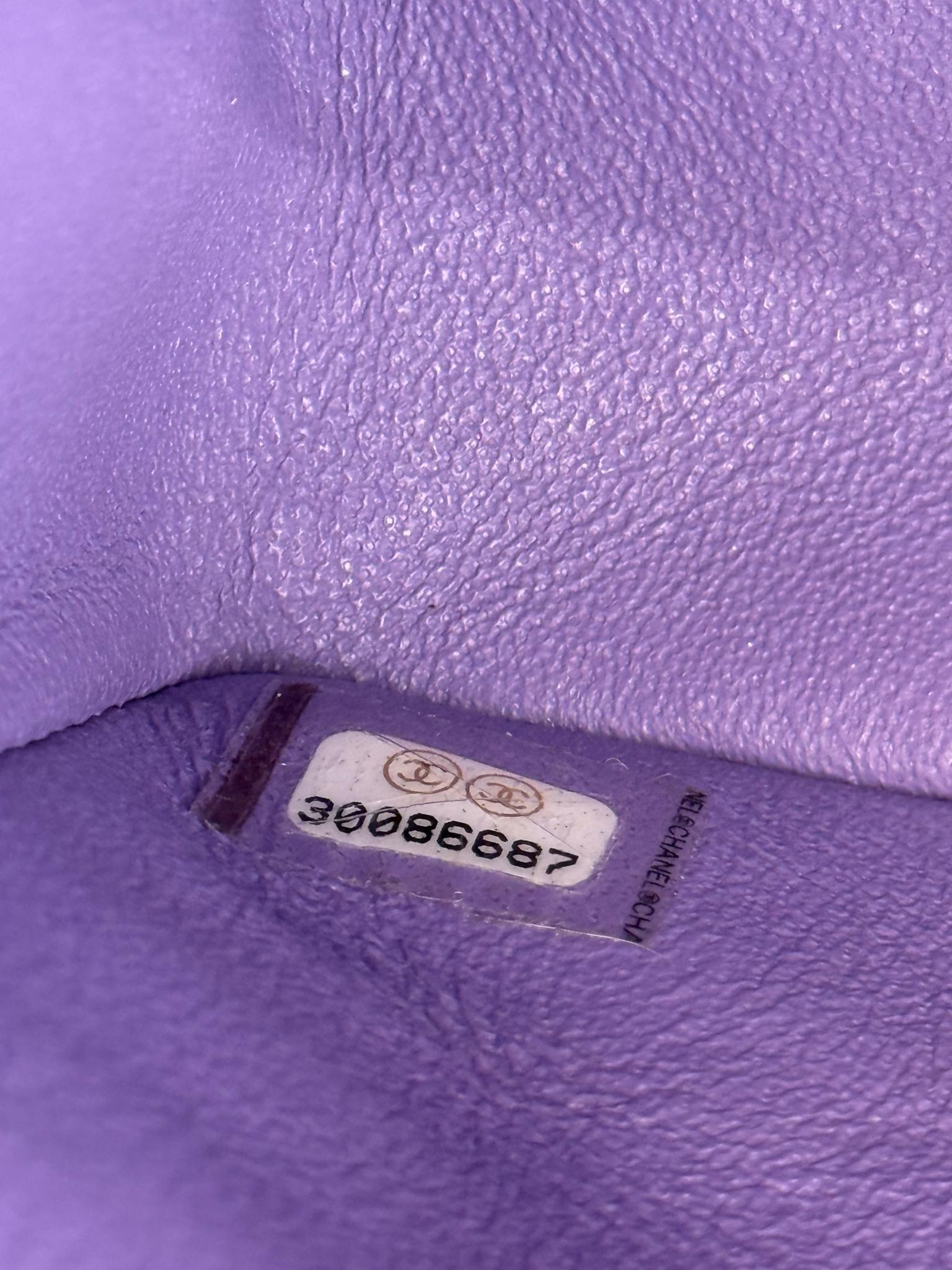 Chanel Purple Caviar Quilted Medium Double Flap Bag GHW