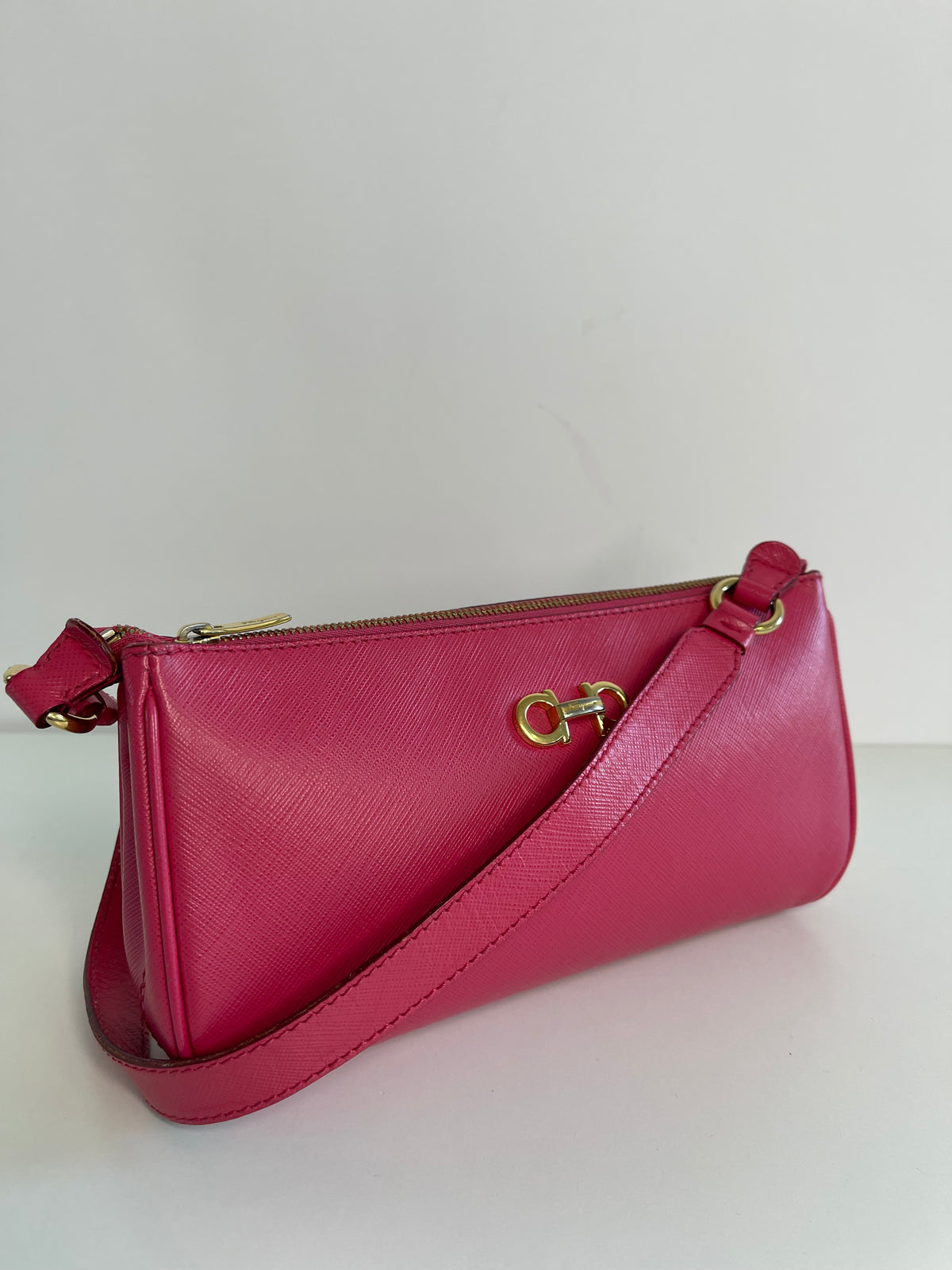 Salvatore Ferragamo Gancini Pink Leather Pochette