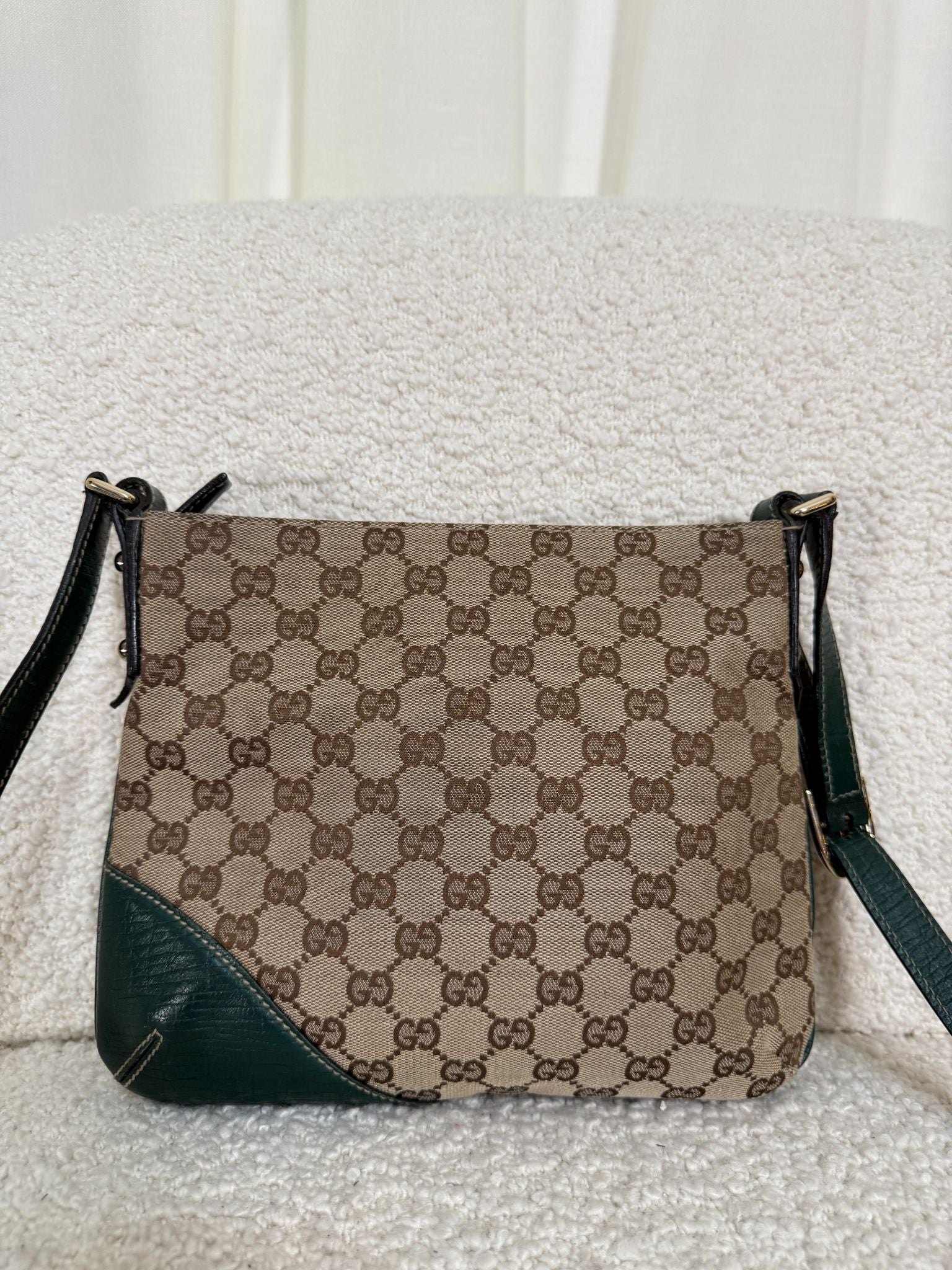 Gucci GG Canvas Horsebit Crossbody Bag Green