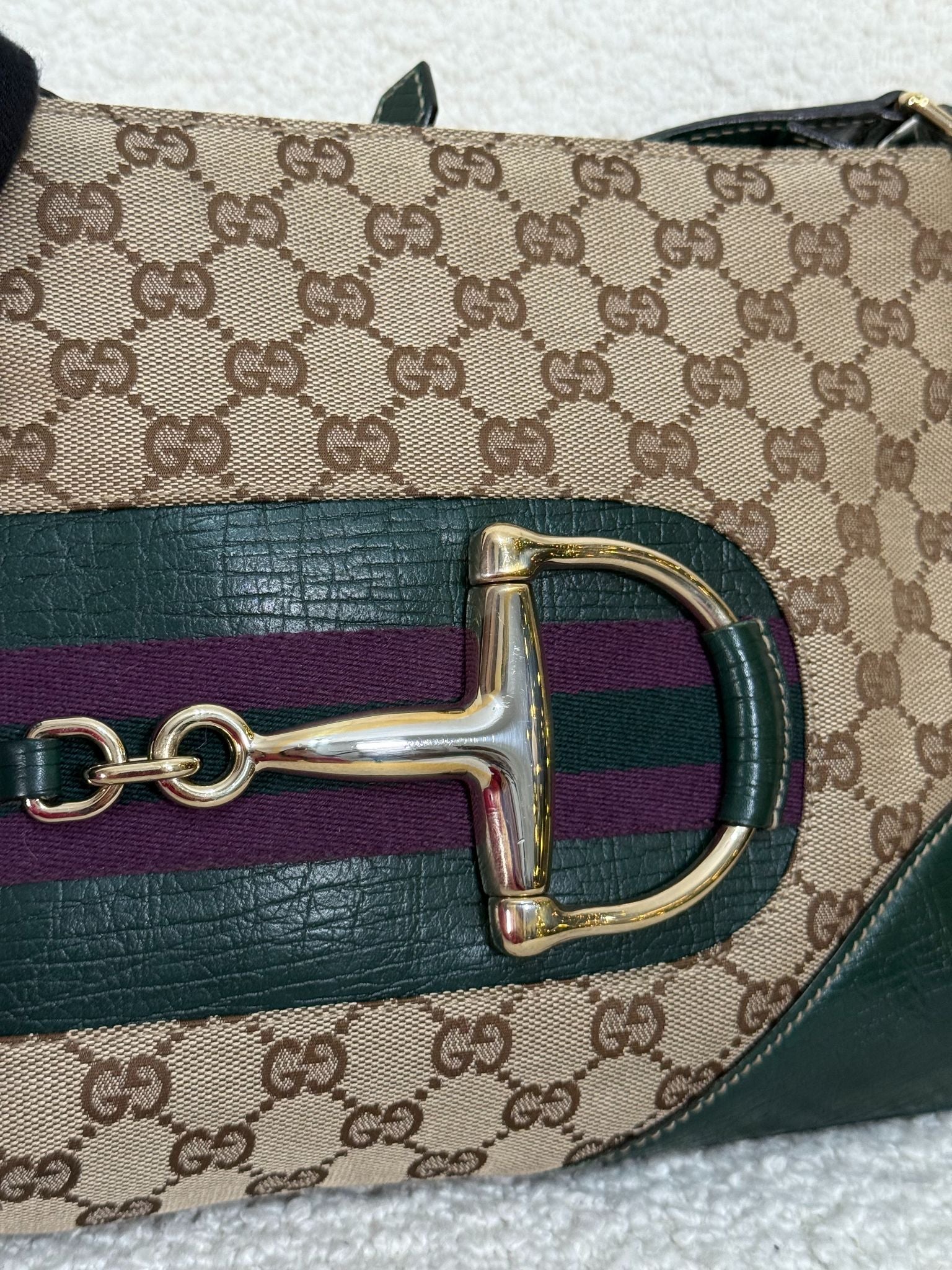 Gucci GG Canvas Horsebit Crossbody Bag Green