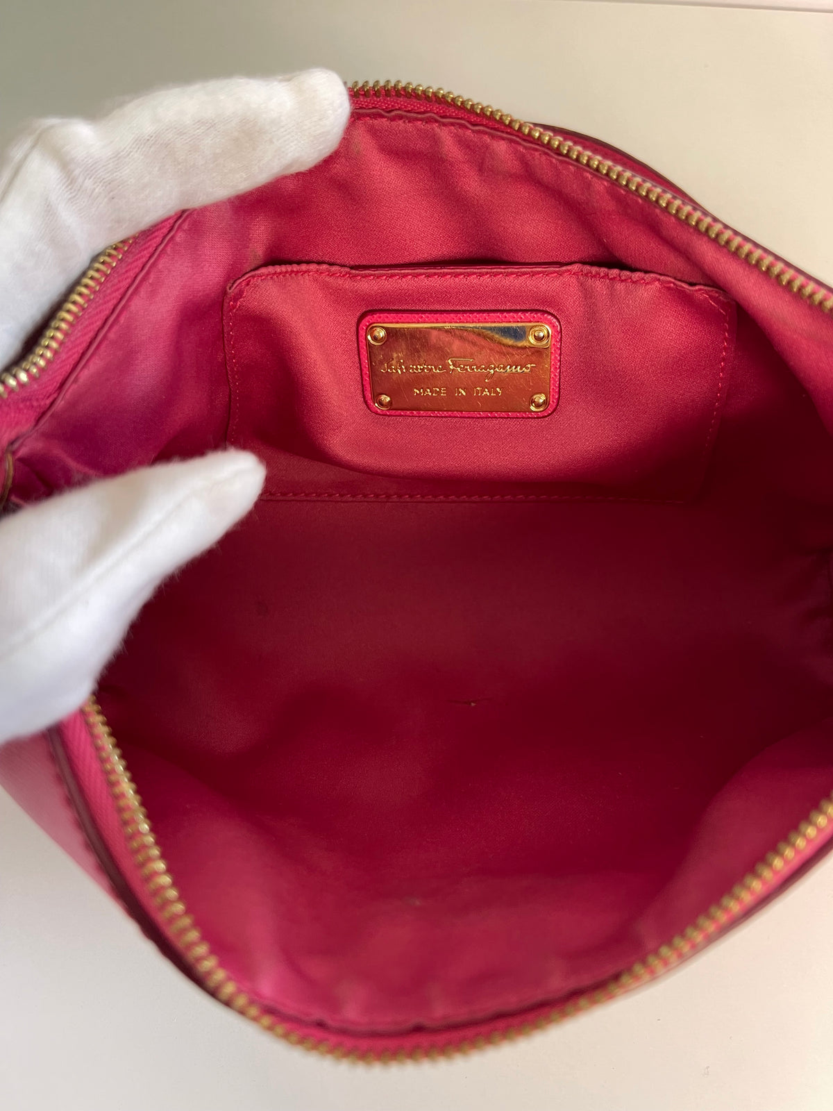 Salvatore Ferragamo Gancini Pink Leather Pochette