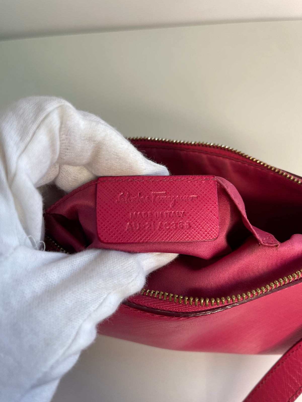 Salvatore Ferragamo Gancini Pink Leather Pochette