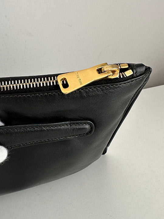 Miu Miu Black Leather Studded Clutch