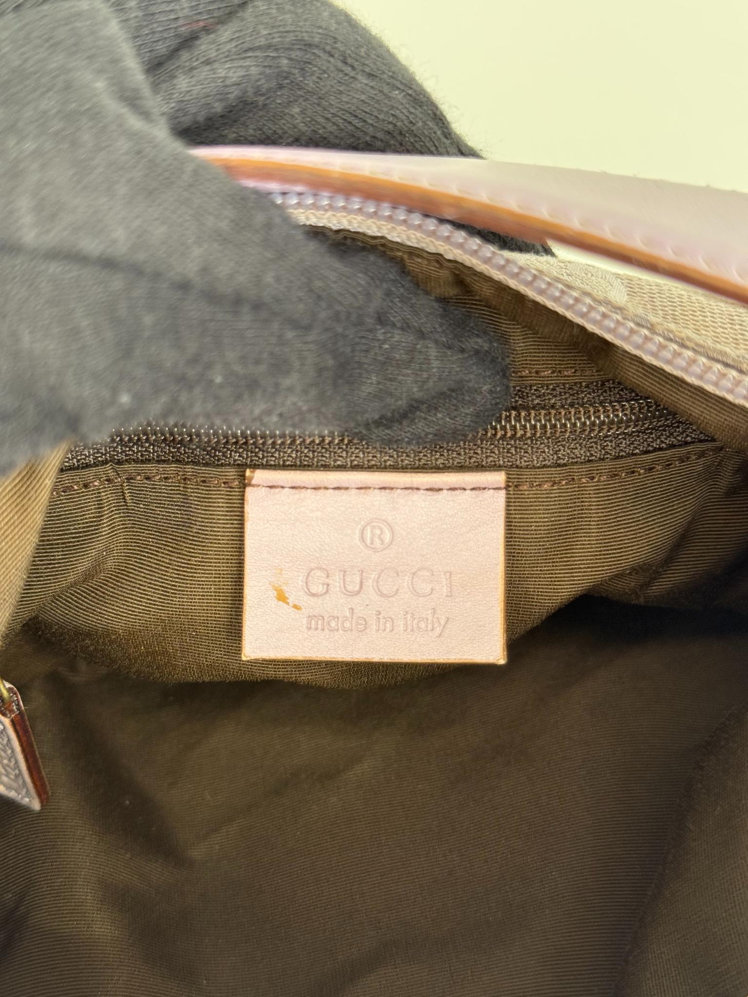Gucci Vintage Lavender GG Canvas and Leather Zip Shoulder Bag