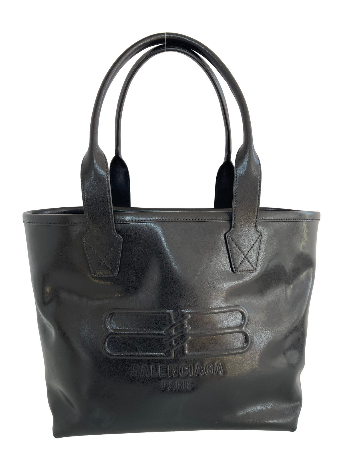 Balenciaga Embossed Logo Jumbo Leather Tote Bag Black