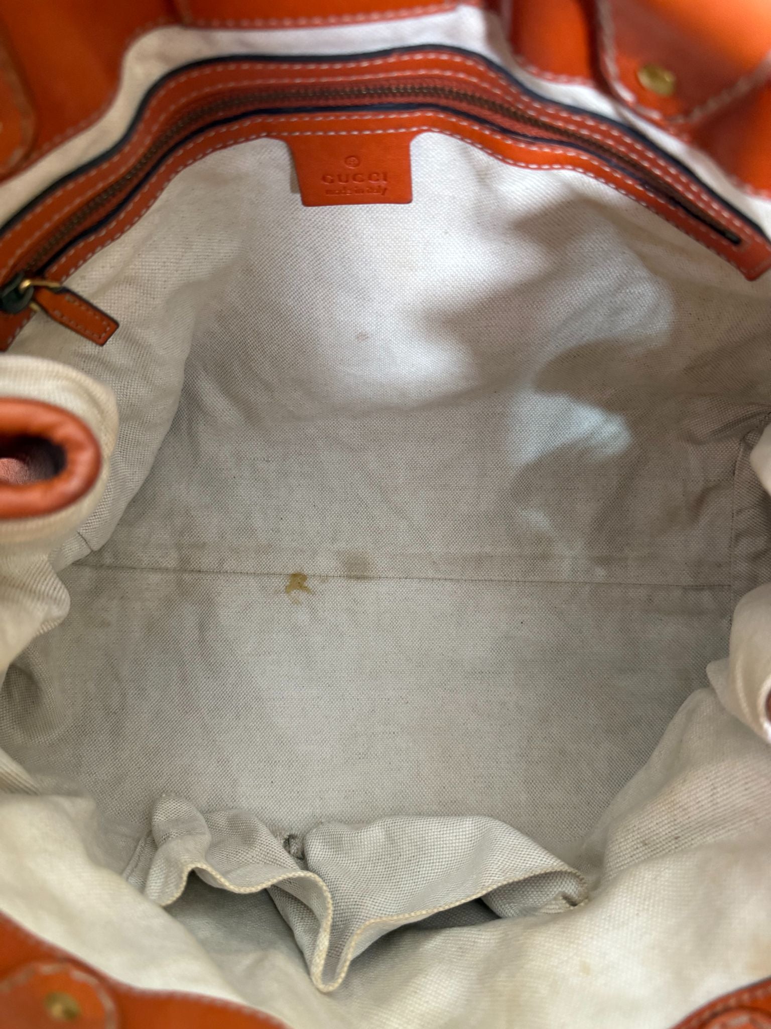 Gucci GG Running Orange Leather Medium Tote Bag