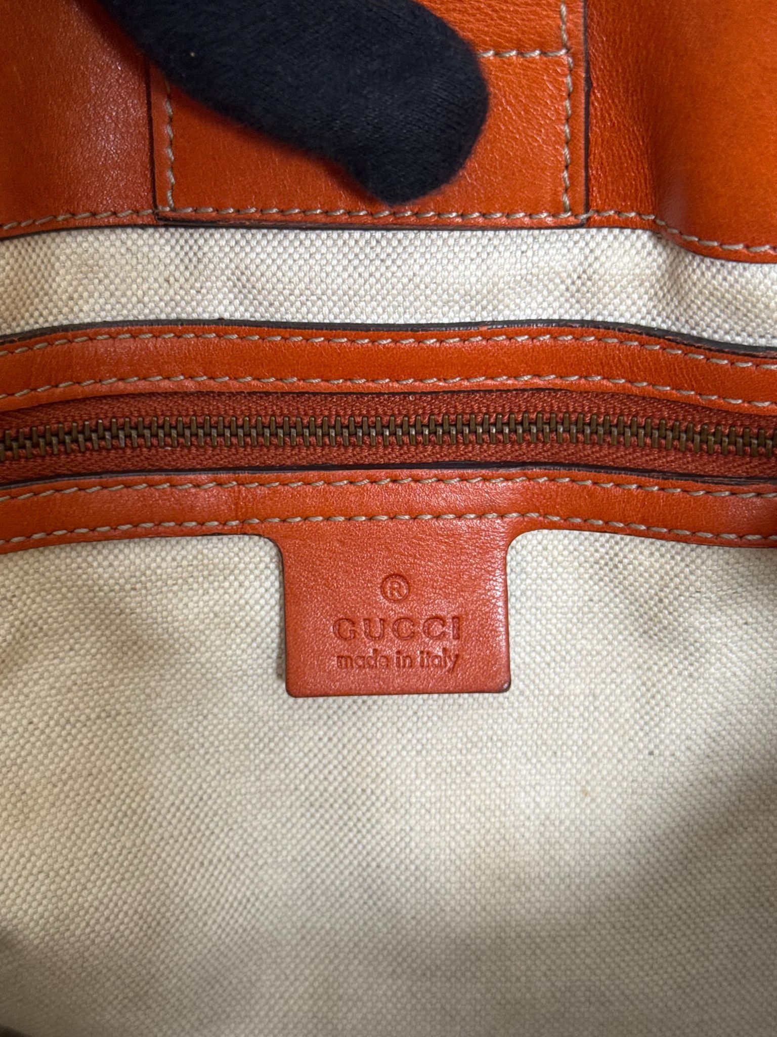 Gucci GG Running Orange Leather Medium Tote Bag