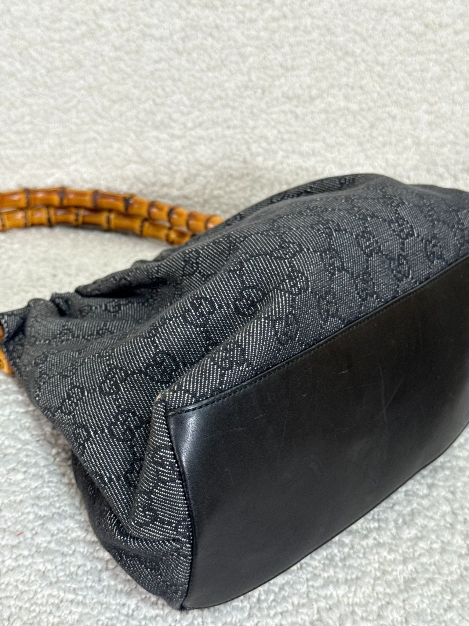 Gucci x Tom Ford GG Denim Bamboo Handle Bag