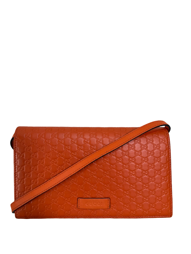 Gucci Orange Microguccissima Wallet on Strap Crossbody Bag