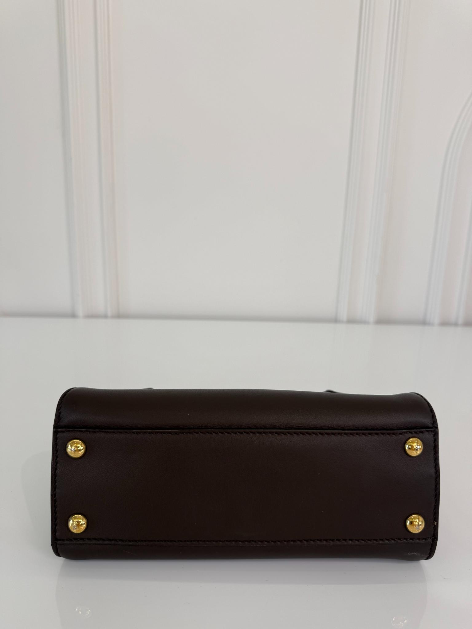 Fendi Peekaboo ISeeU Small Brown Calfskin Leather Bag