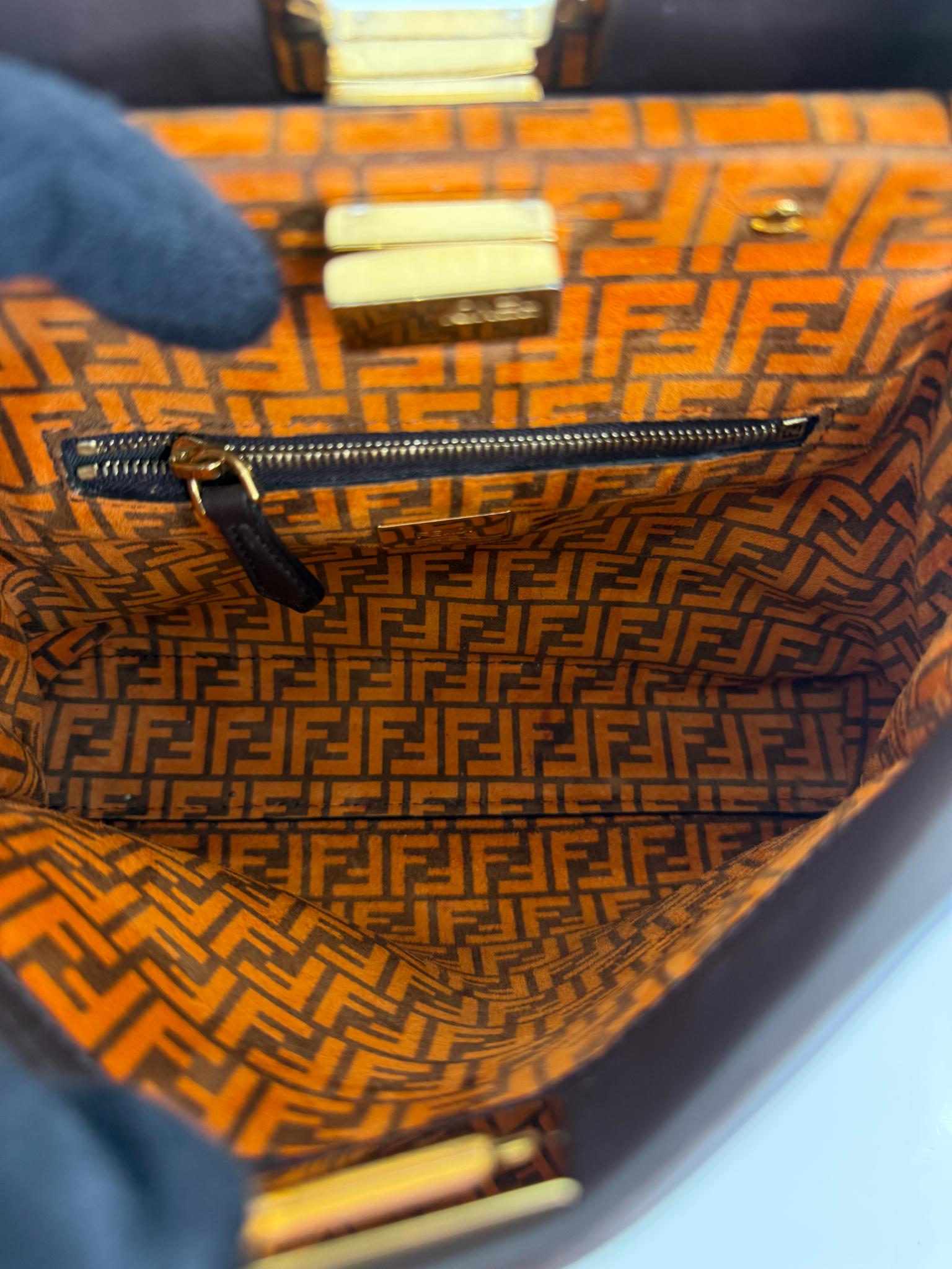 Fendi Peekaboo ISeeU Small Brown Calfskin Leather Bag