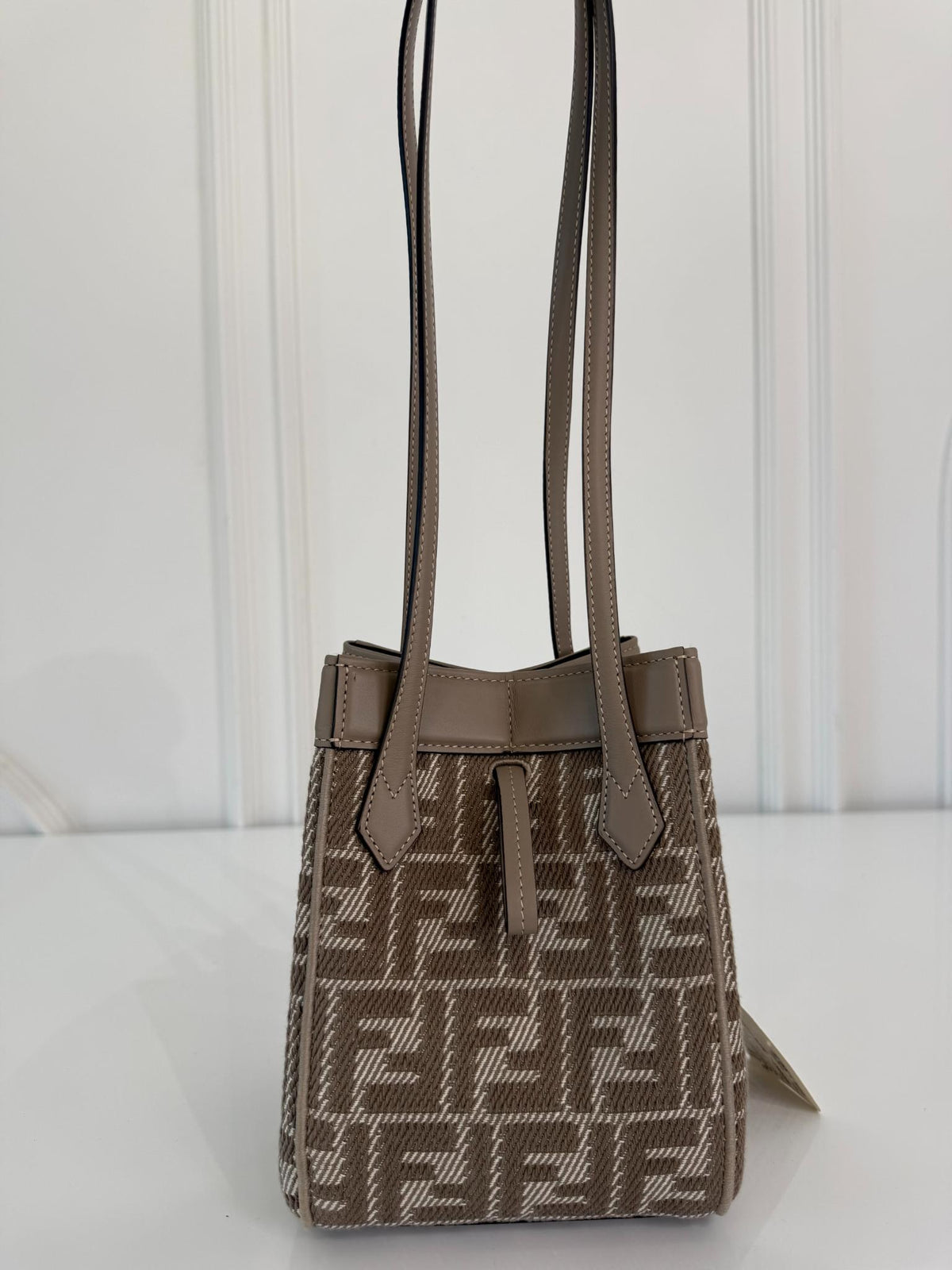 Fendi Origami Mini Bag Beige/Brown FF Jacquard Fabric