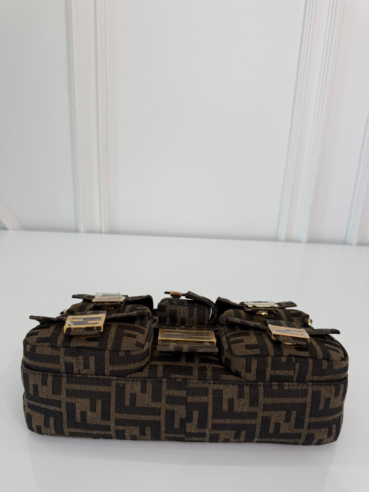 Fendi Brown Zucca FF Multipocket Cargo Baguette
