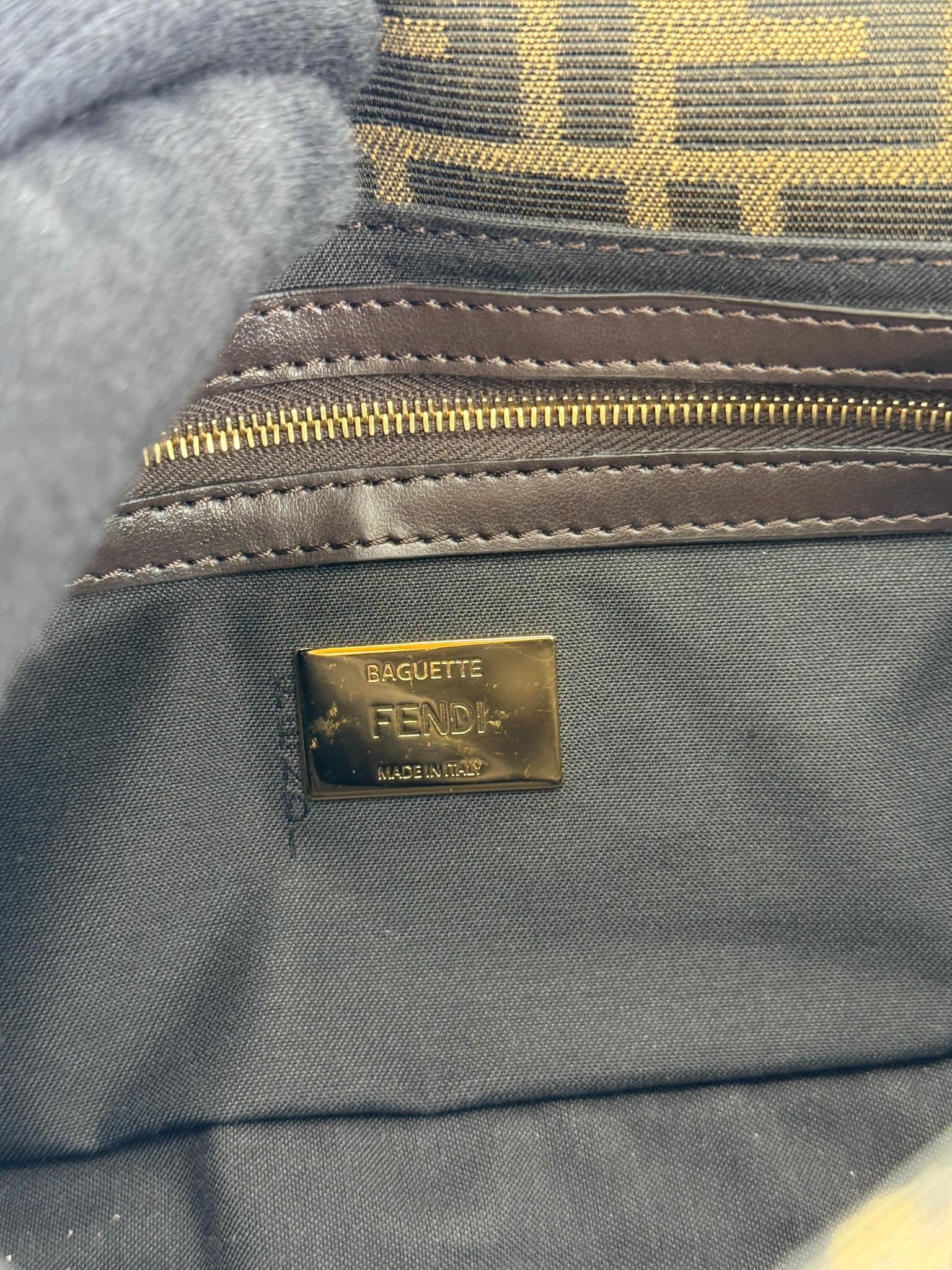 Fendi Brown Zucca FF Multipocket Cargo Baguette