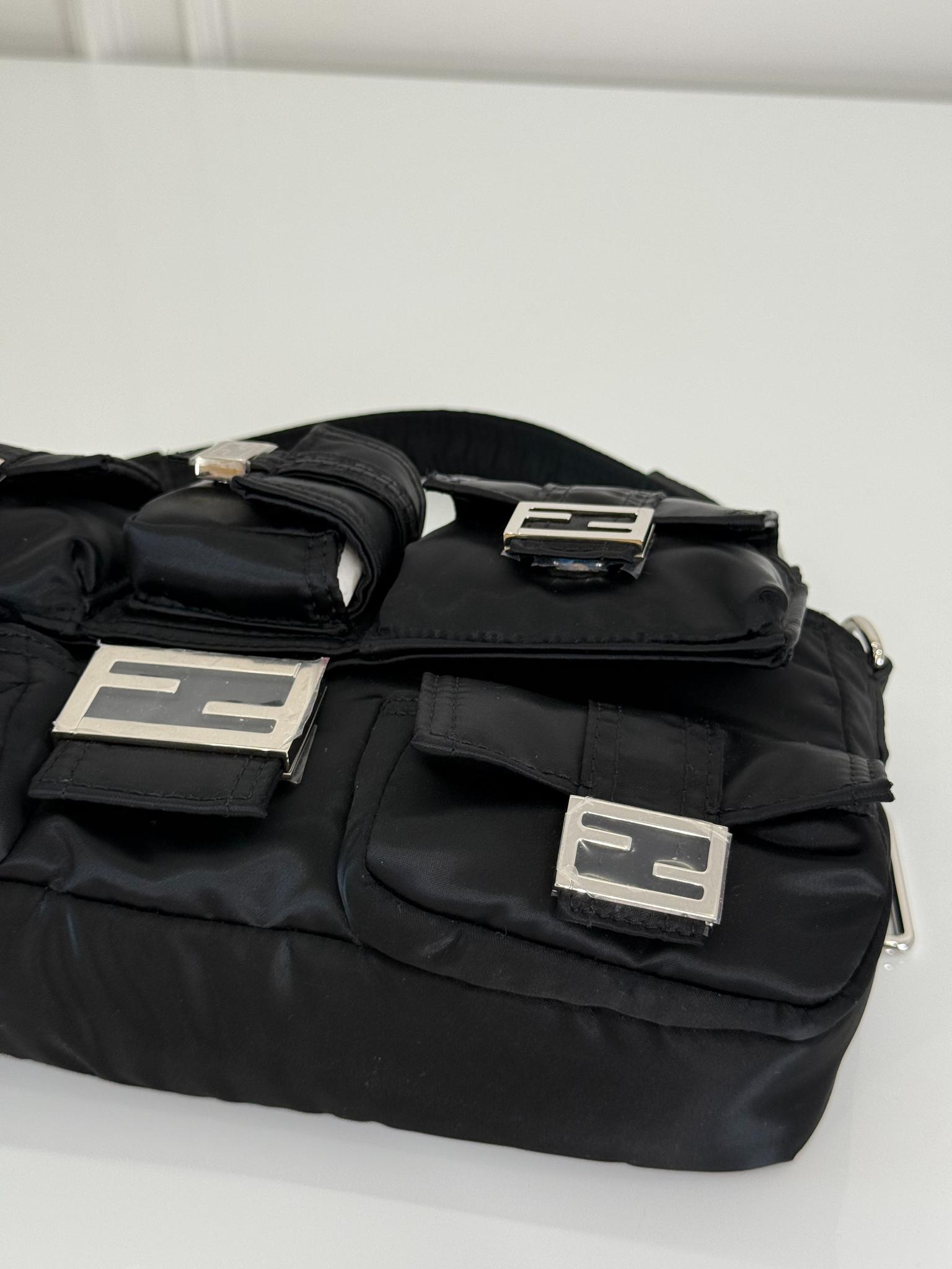 Fendi Black Nylon Multipocket Cargo Baguette