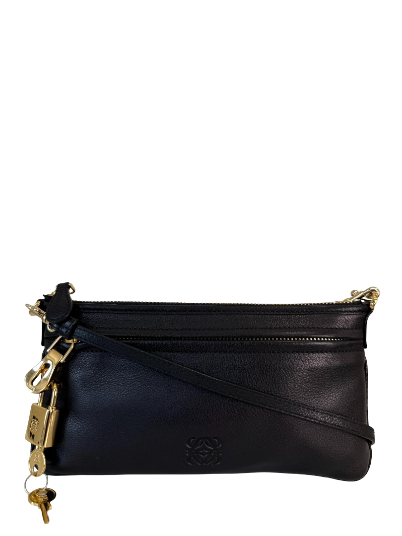 Loewe Anagram Leather Black Mini Pouch