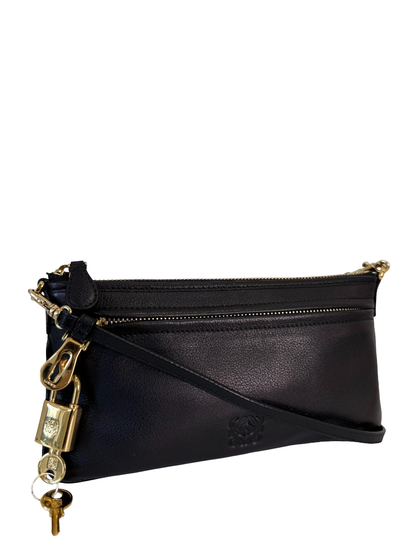 Loewe Anagram Leather Black Mini Pouch