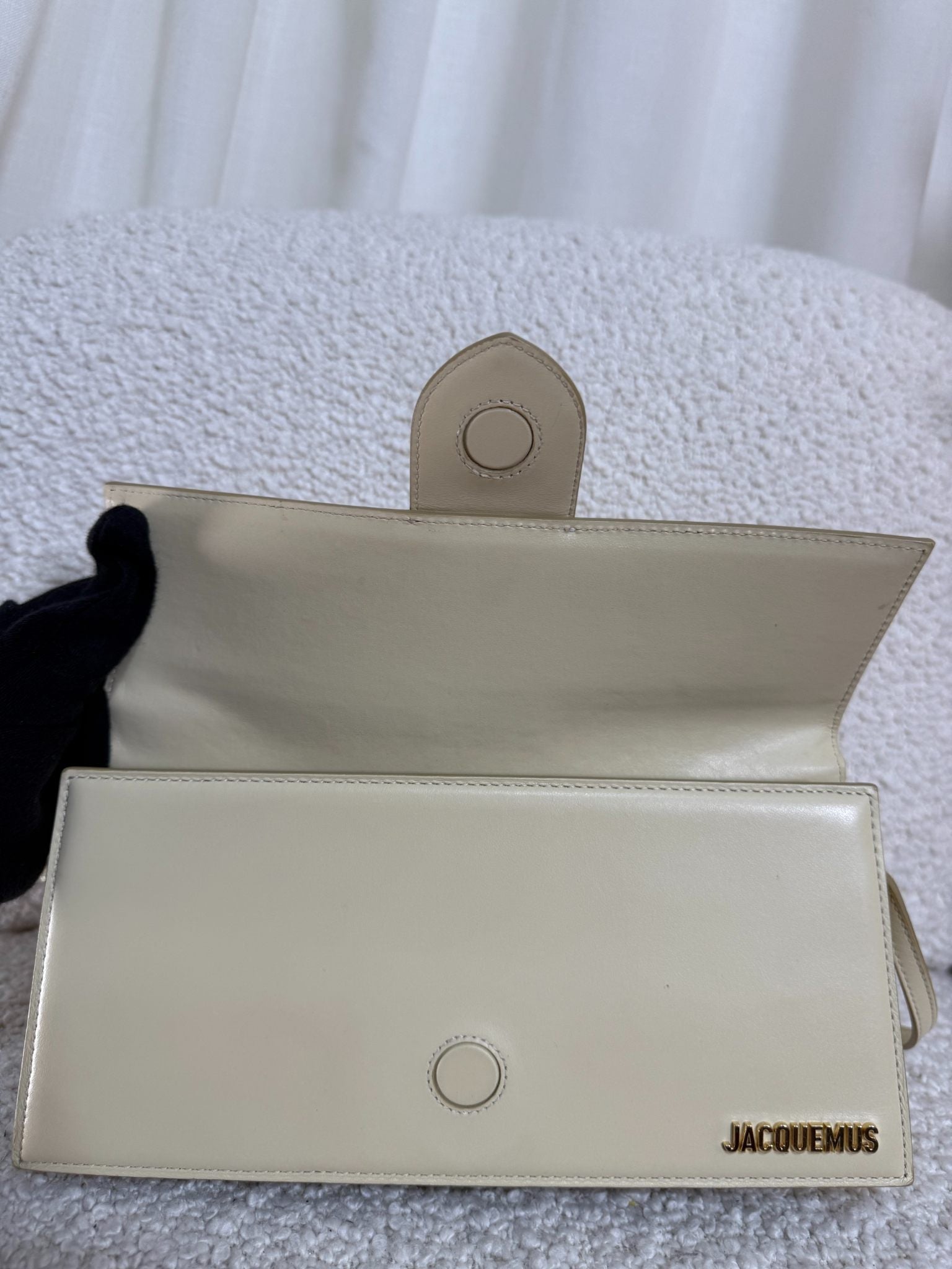 Jacquemus Bambino Long Ivory Smooth Leather Shoulder Bag