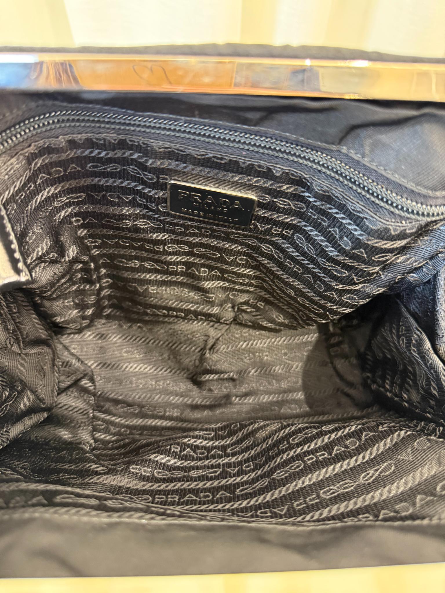 Prada Black Vintage Nylon Leather Tote Bag