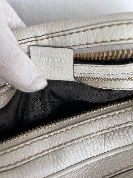 Gucci White Leather Aviatrix Medium Boston Bag