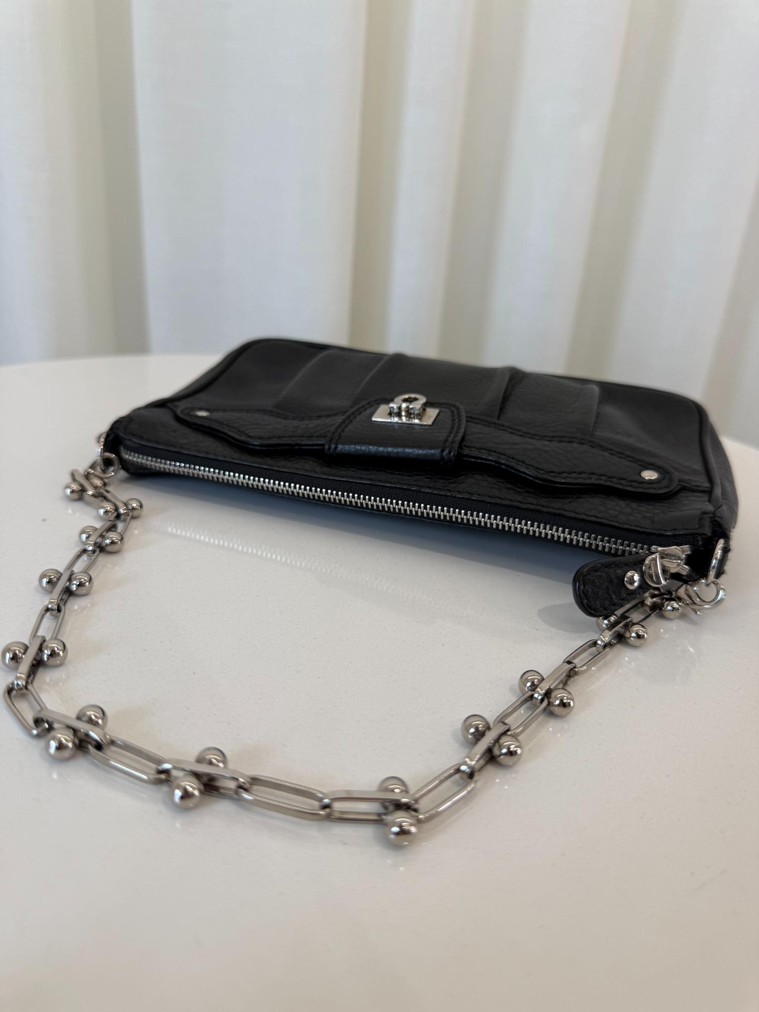 Salvatore Ferragamo Adelia Black Leather Pochette