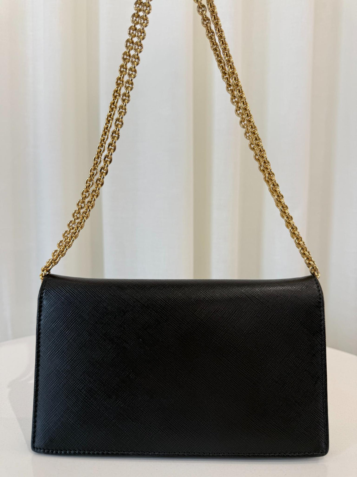 Salvatore Ferragamo Miss Vara Black Leather Wallet on Chain