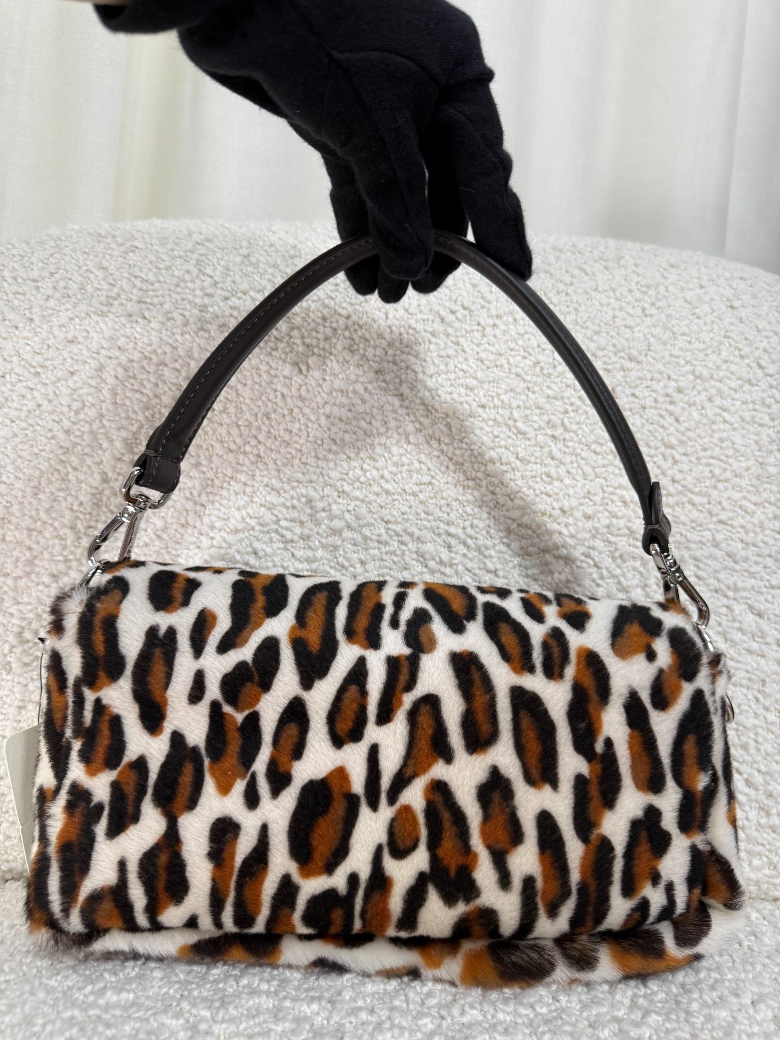 Fendi Re-Edition Leopard Print Calf Hair Baguette