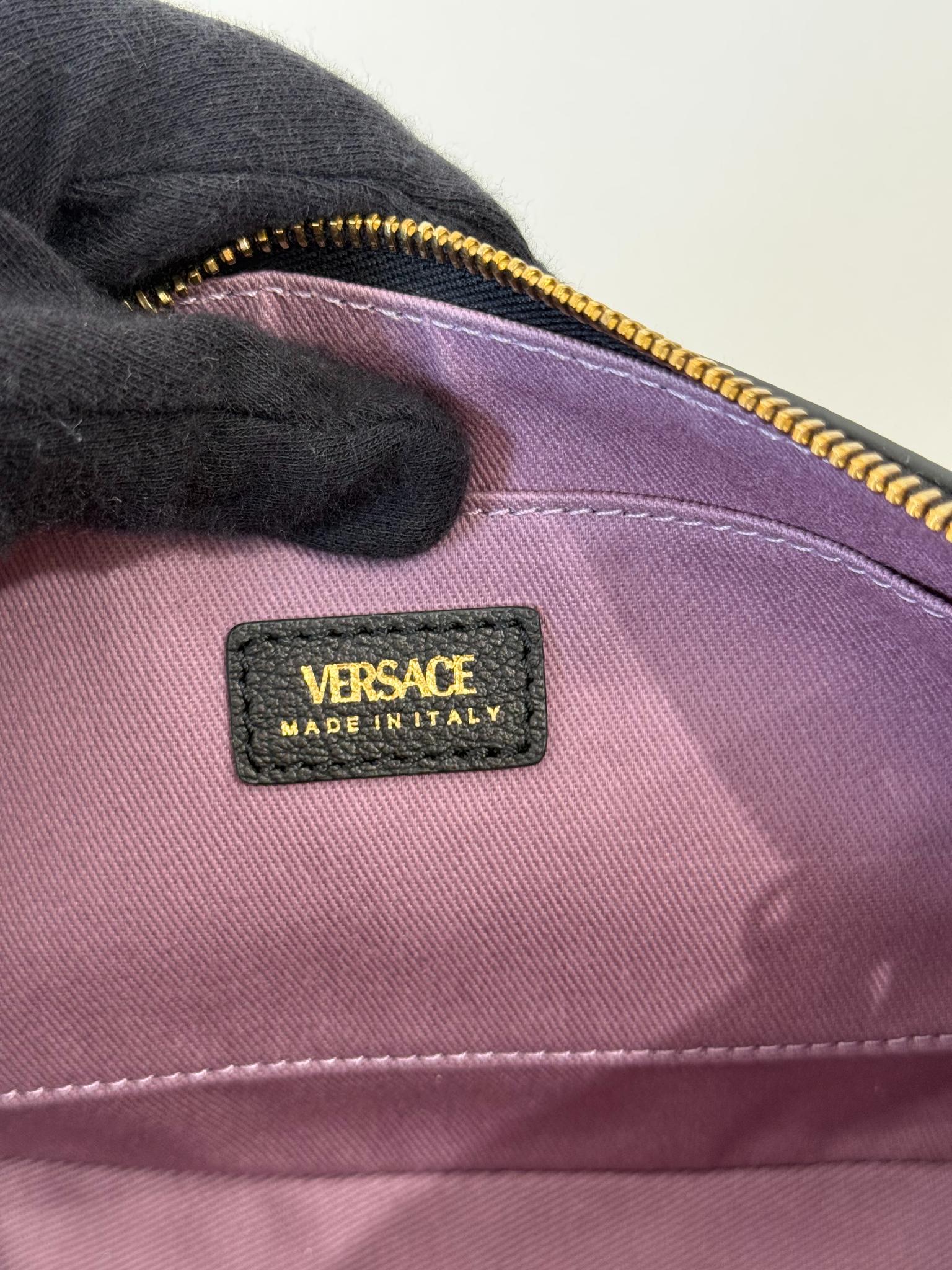 Versace La Medusa Black Leather Small Pochette