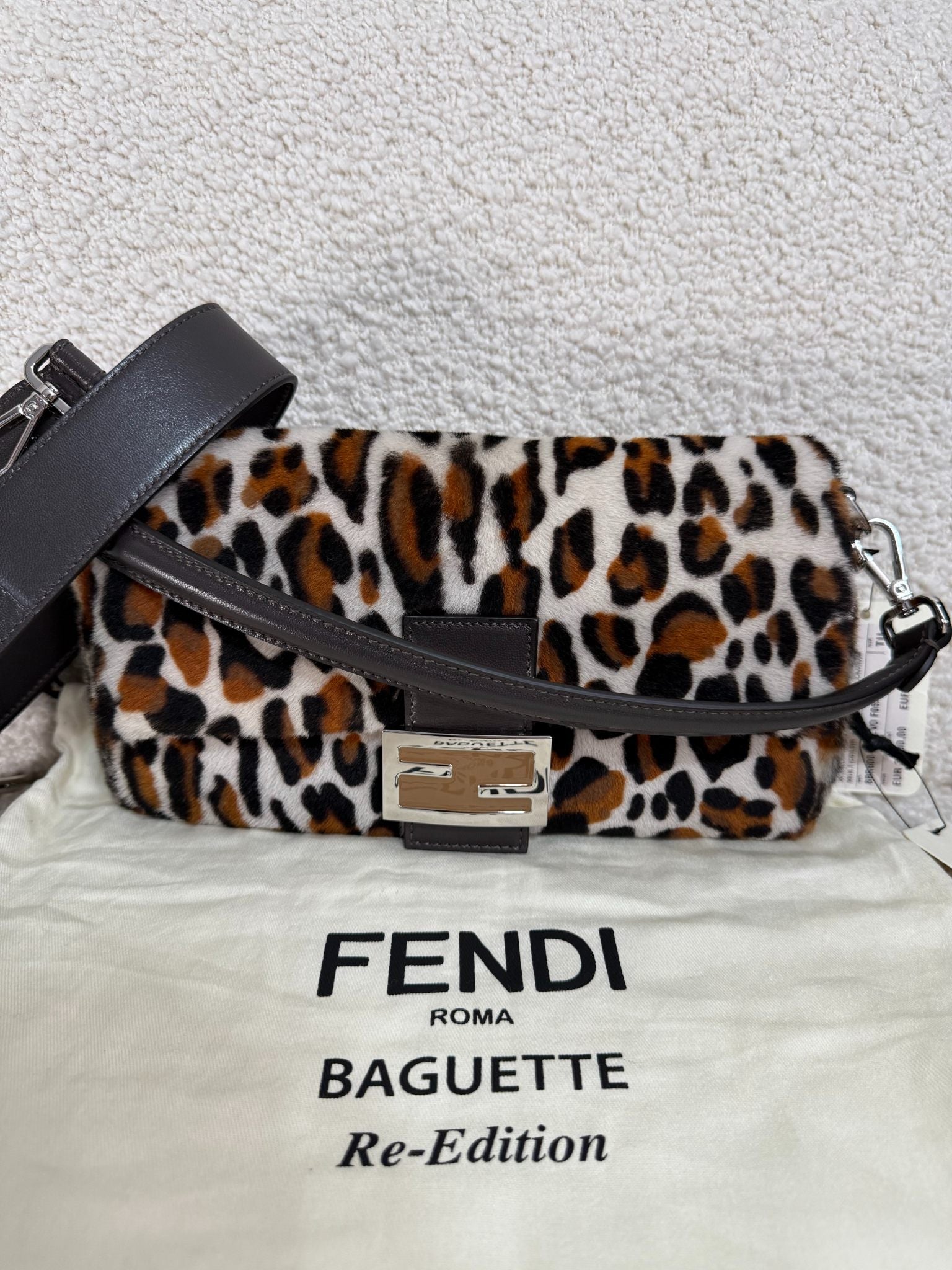 Fendi Re-Edition Leopard Print Calf Hair Baguette