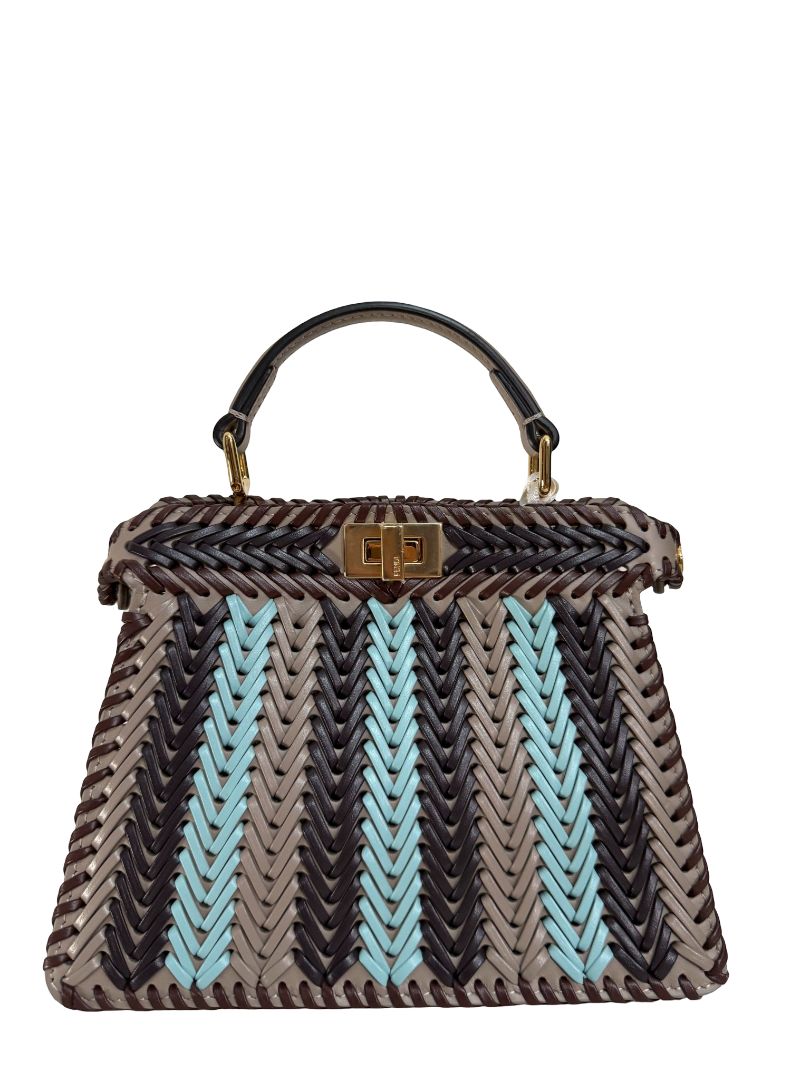 Fendi Peekaboo ISeeU Petite Blueberry-colored Interlaced Leather