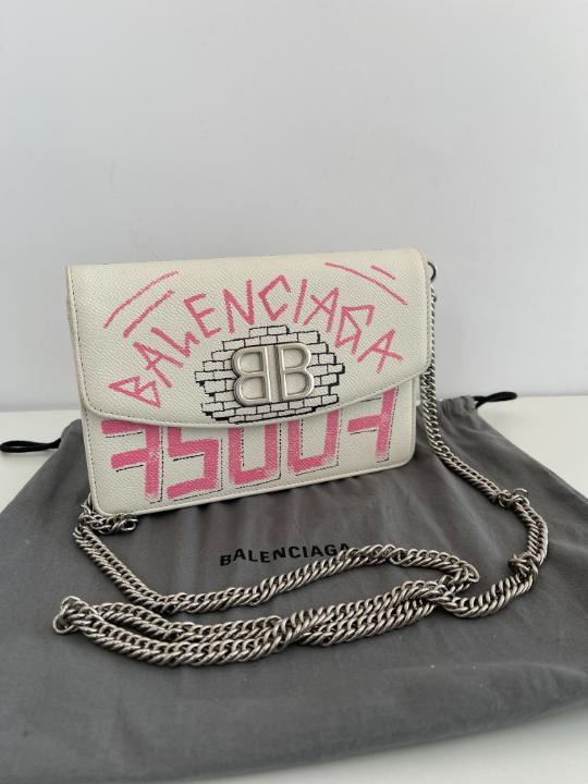 Balenciaga White And Pink BB Graffiti WOC