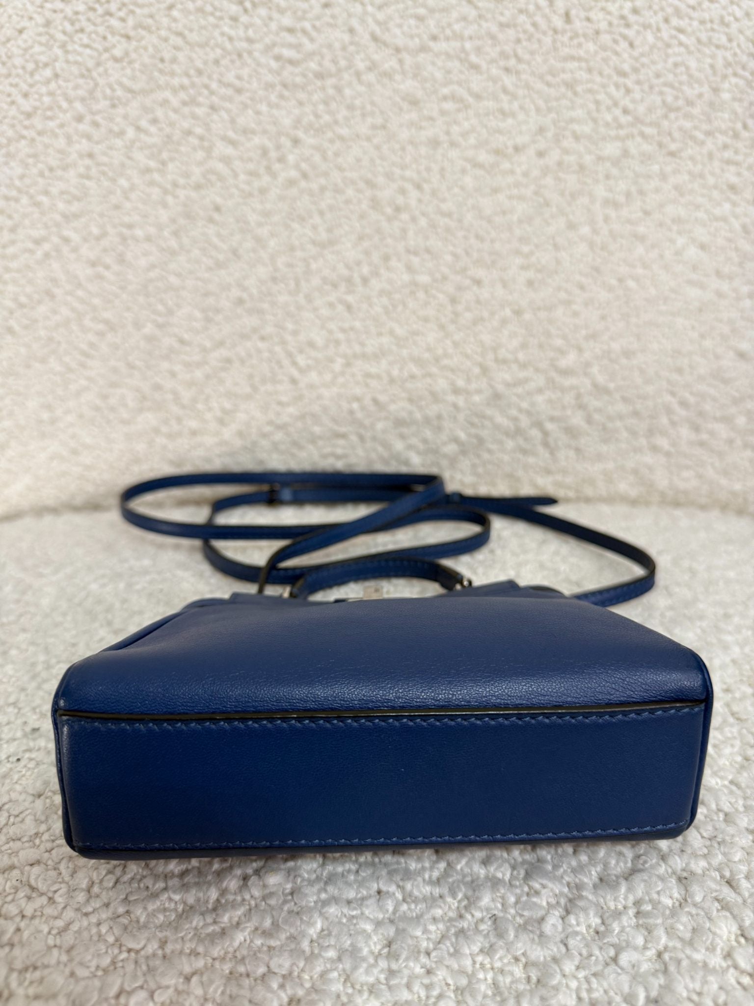 Fendi Blue Leather Micro Peekaboo Top Handle Bag