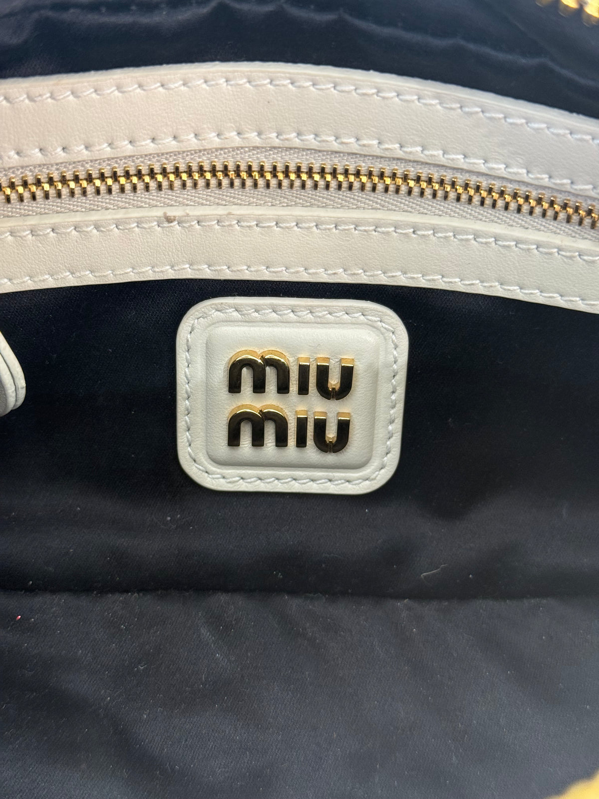 Miu Miu Arcadie Mini Arcadie Chalk White Leather Mini Bag