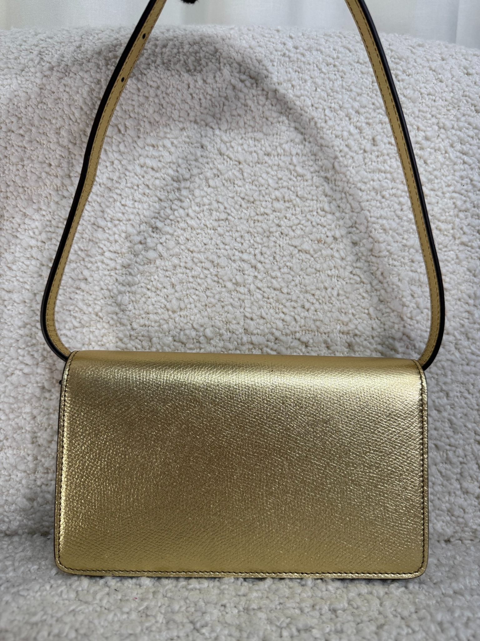 Valentino Garavani Mini Gold Metallic Leather VLogo Shoulder Bag