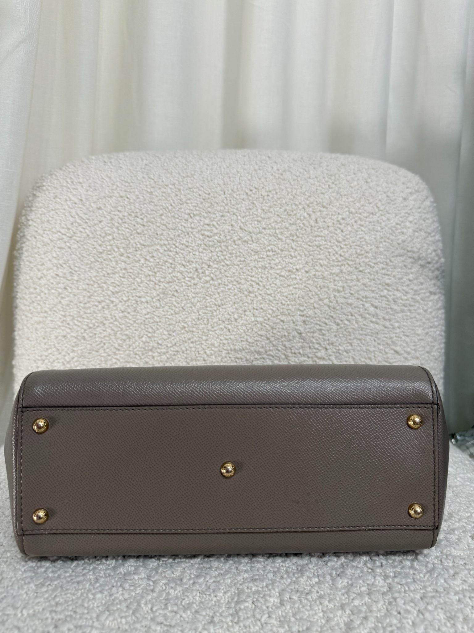 Dolce Gabbana Large Miss Sicily Grey Dauphine Calfskin Top Handle Bag