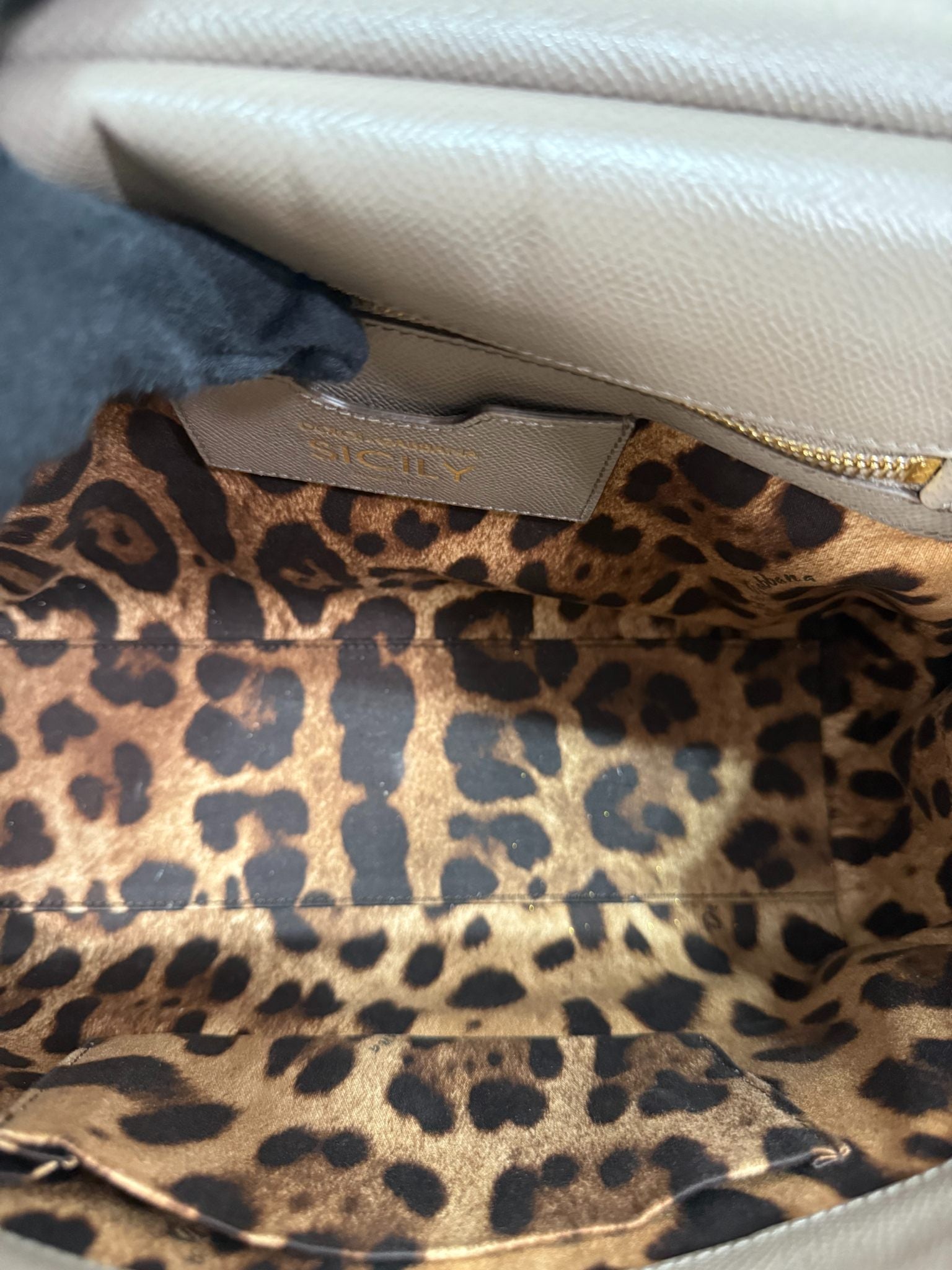 Dolce Gabbana Large Miss Sicily Grey Dauphine Calfskin Top Handle Bag