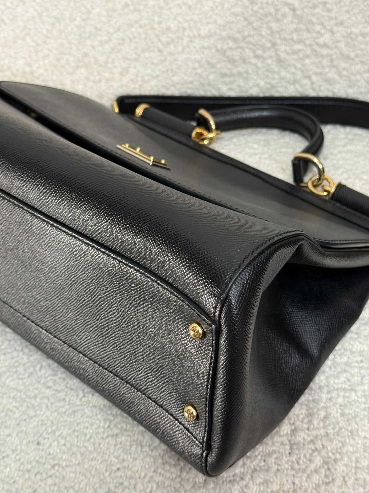 Dolce Gabbana Miss Sicily Old Large Black Dauphine Calfskin Bag
