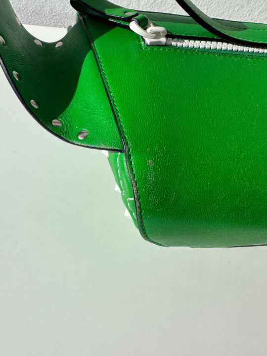 Valentino Garavani Green Quilted Rockstud Spike Belt Bag