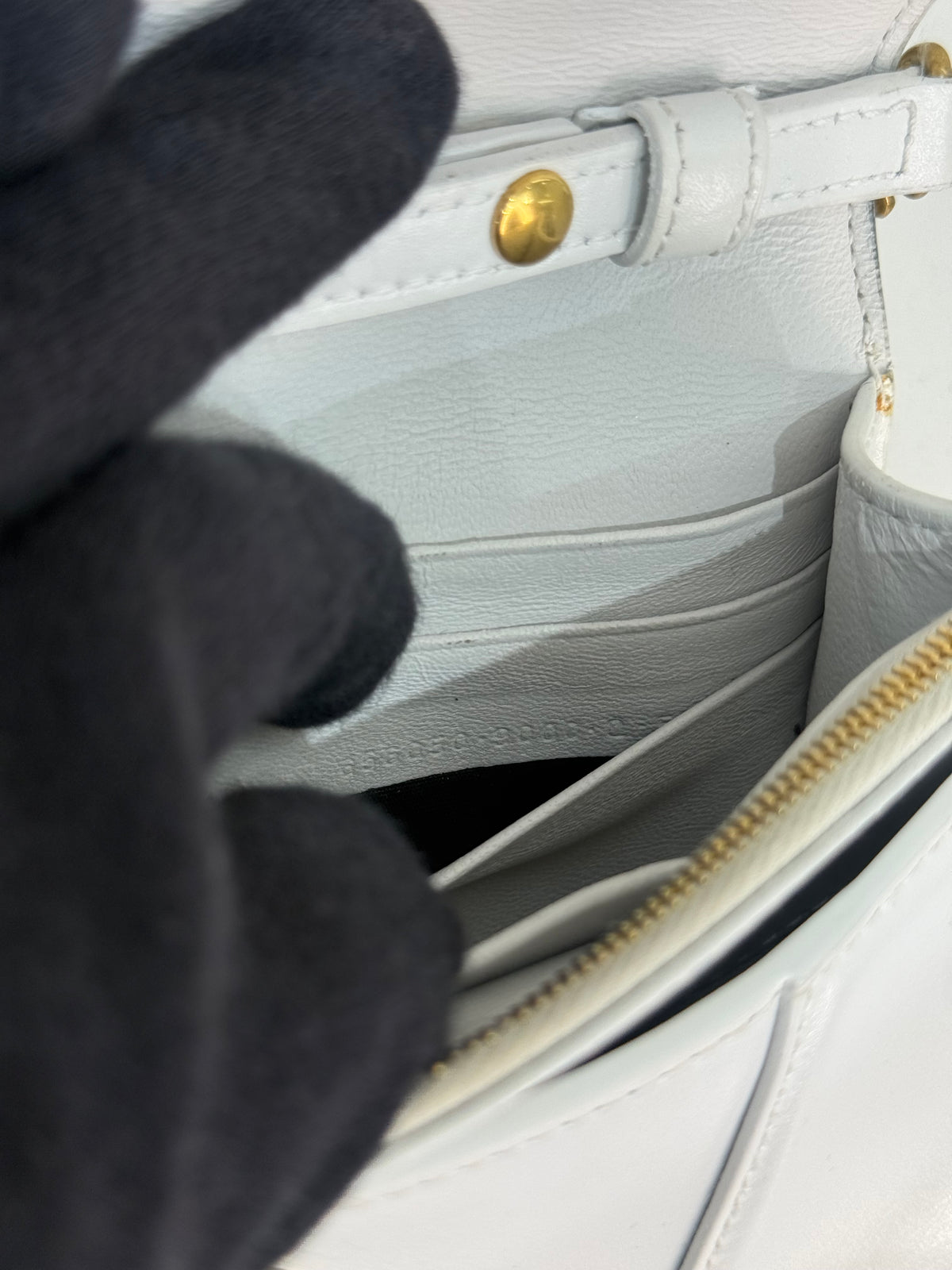 Balenciaga Hourglass Mini Wallet On Chain White Calfskin Leather