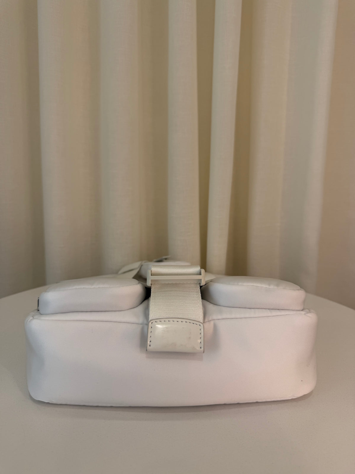 Prada Cargo Pocket Nylon/Brushed White Leather Crossbody Bag