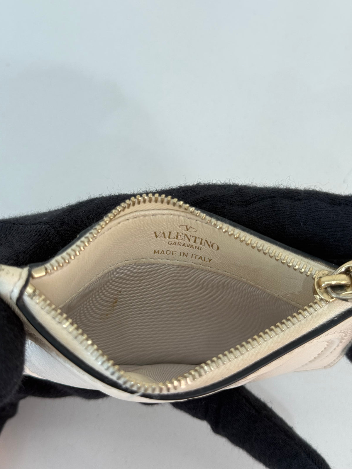 Valentino Garavani Compact Vlogo White Calfskin Card Holder