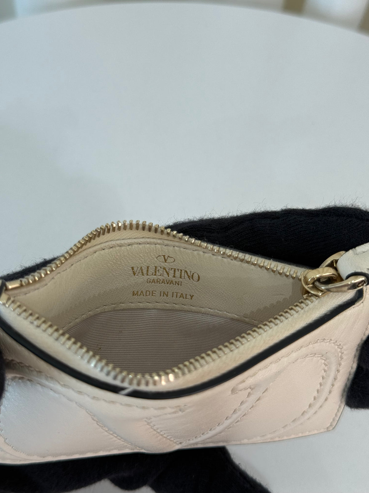 Valentino Garavani Compact Vlogo White Calfskin Card Holder