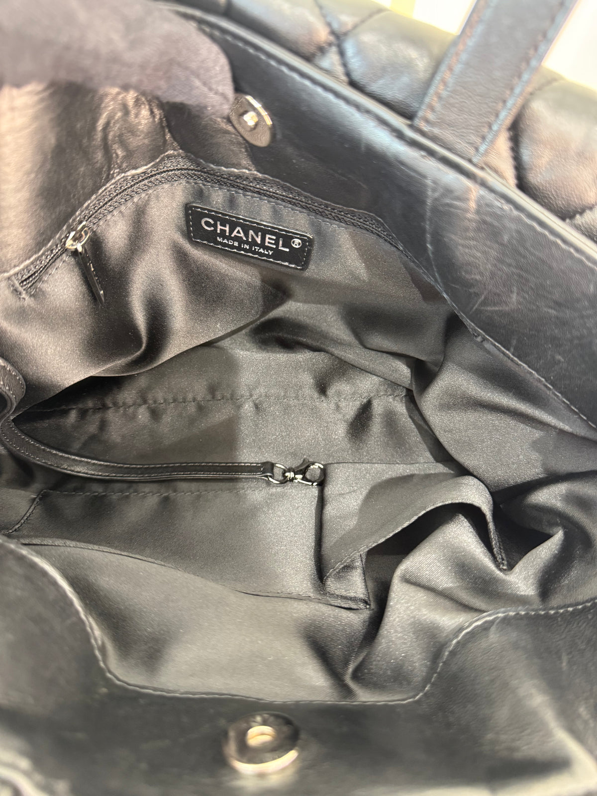 Chanel Black Lambskin Double-Sided Flap Accordion Tote