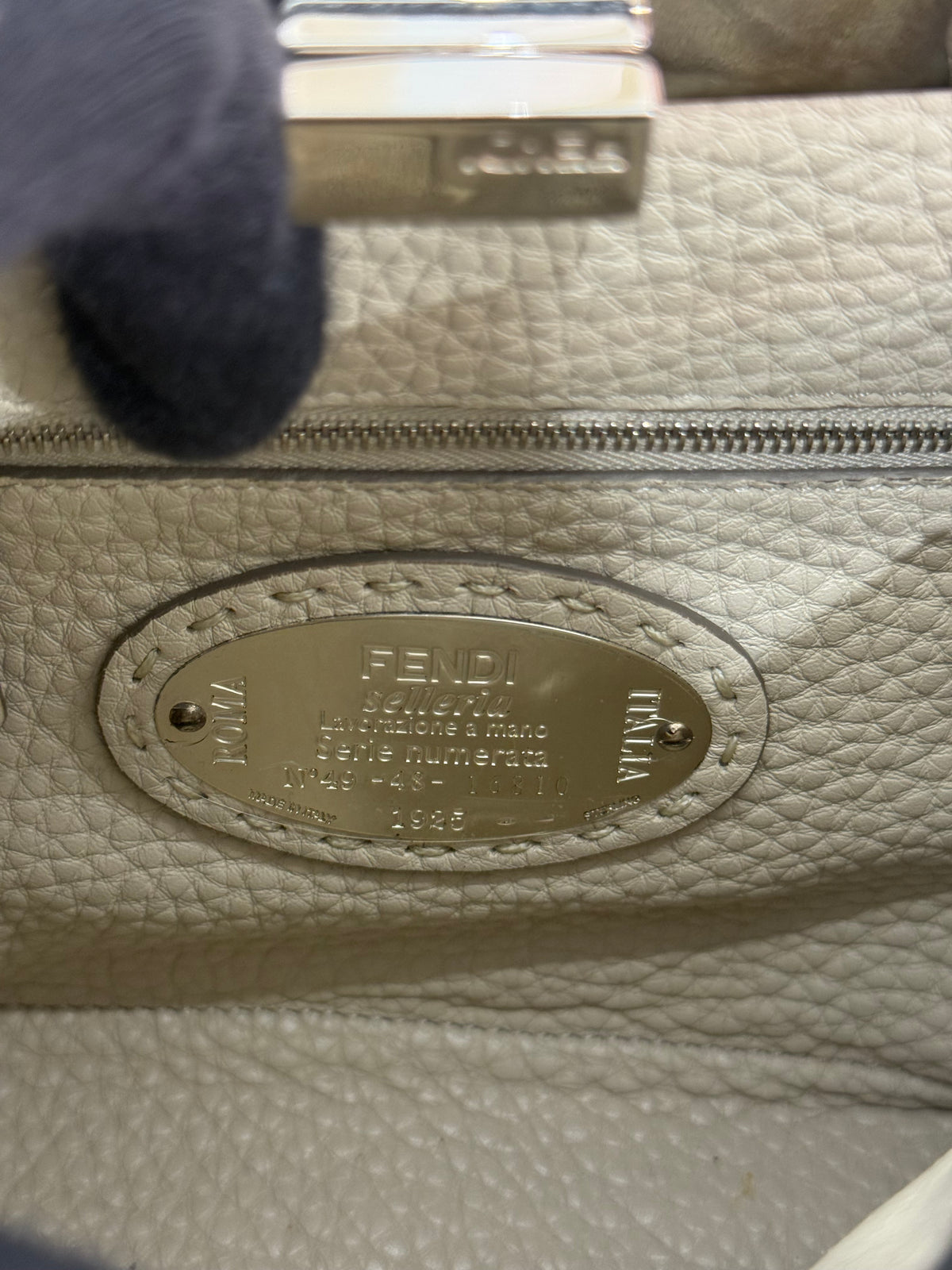 Fendi Selleria Mini Peekaboo Grey Asphalt Leather Bag