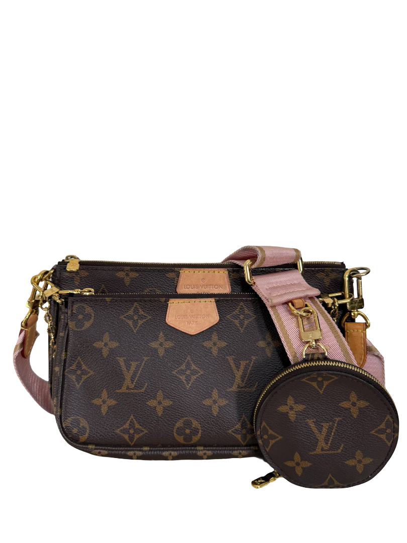 Louis Vuitton Multi Pochette Accessoires Rose Clair Strap Monogram Canvas
