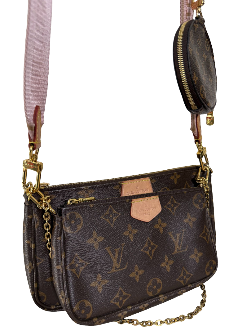 Louis Vuitton Multi Pochette Accessoires Rose Clair Strap Monogram Canvas